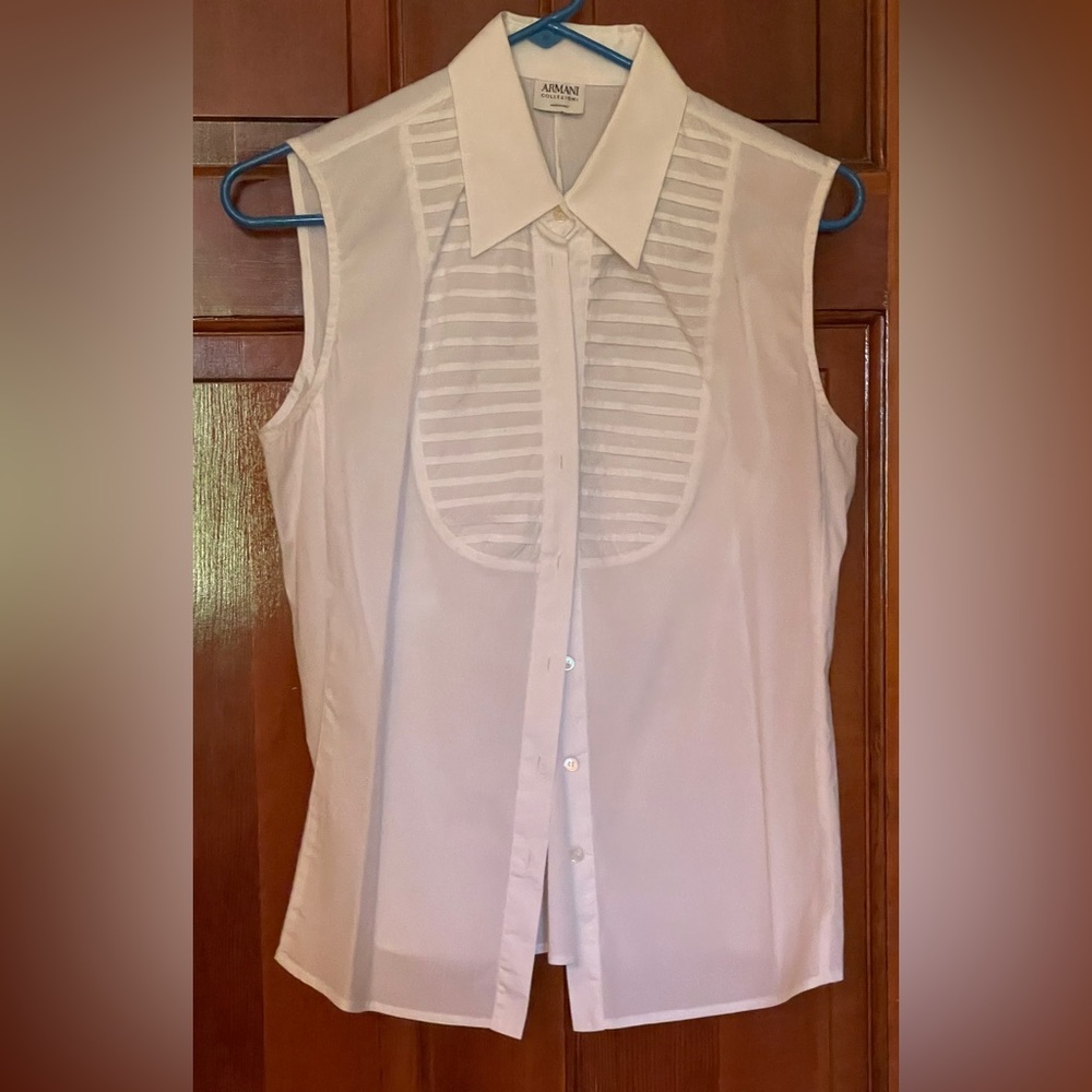 Armani Collezioni sleeveless tux shirt